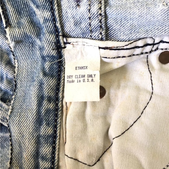 LEVI DENIM CUT-OFF HOT SHORTS SM ROCKER LIGHT JEANS SUEDE LEATHER FRINGE WESTERN - Picture 9 of 12